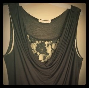 Blouse black and cream with Lace.